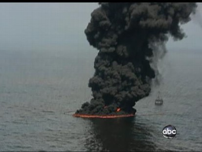 A first-hand look at the massive fires burning out in the Gulf.
